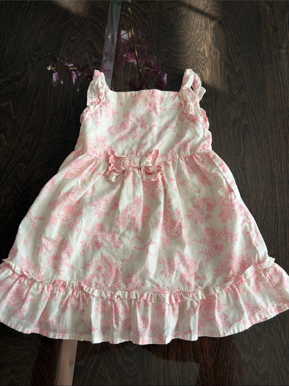 Gymboree White and Pink Floral Ruffled Sundress